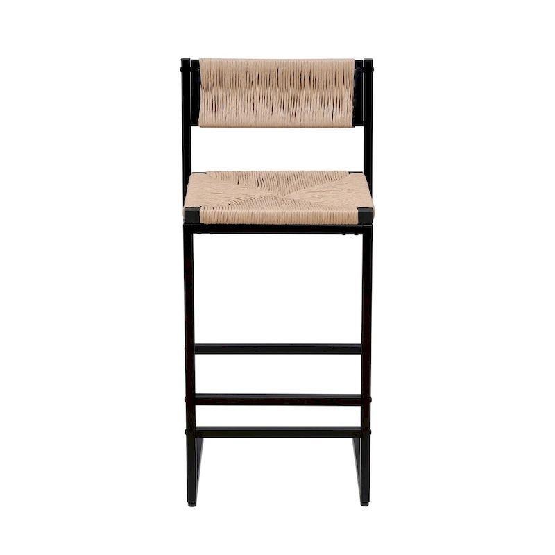 Bar Stools Set of 2 Paper Rope Weave Dining Chairs