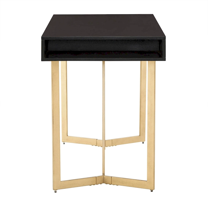 Cheyenne Black Finish Writing Desk with Gold Metal Base by iNSPIRE Q Modern