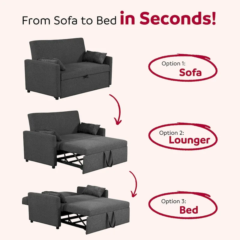 Taite 58 in. Convertible Pull Out Sleeper Sofa Bed