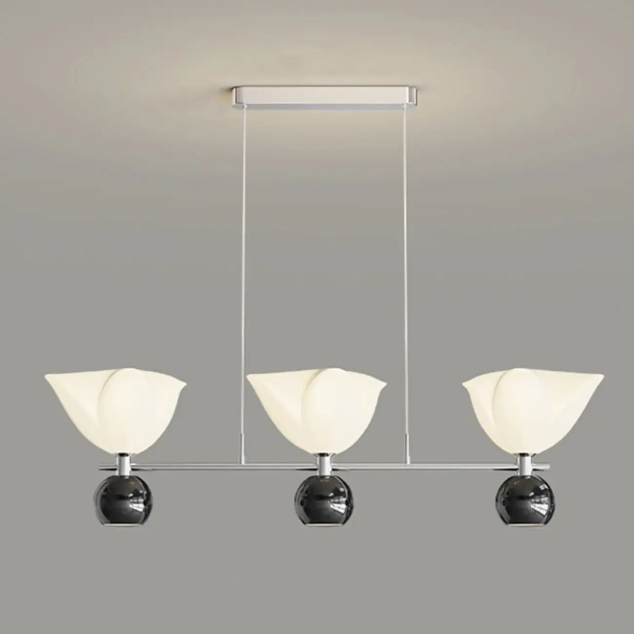 3-Light Modern Chrome Plastic Island Pendant Light