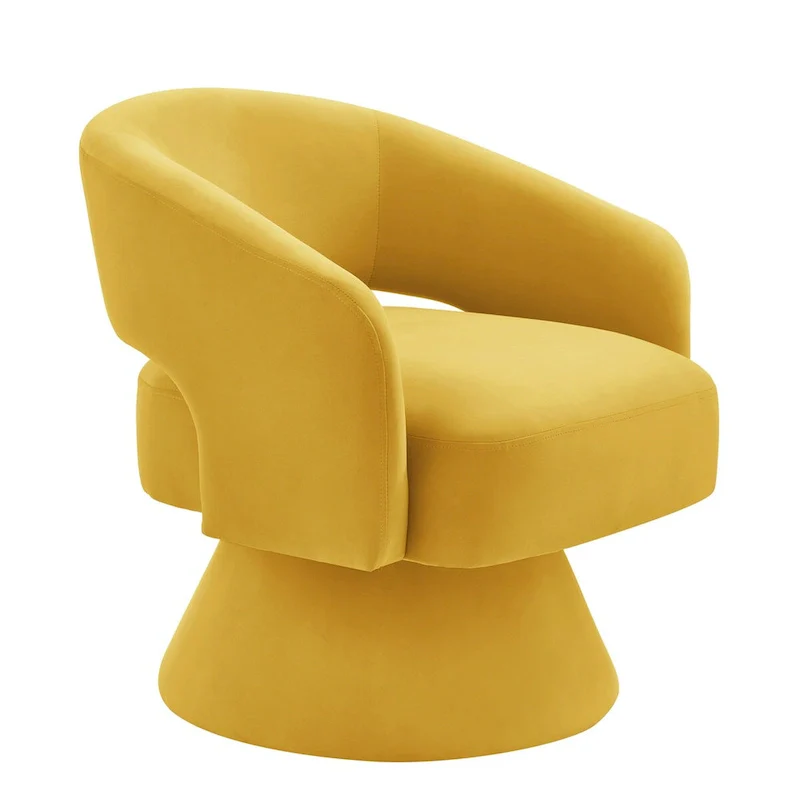 Upholstered Velvet Swivel Accent Chairs with Open Backrest