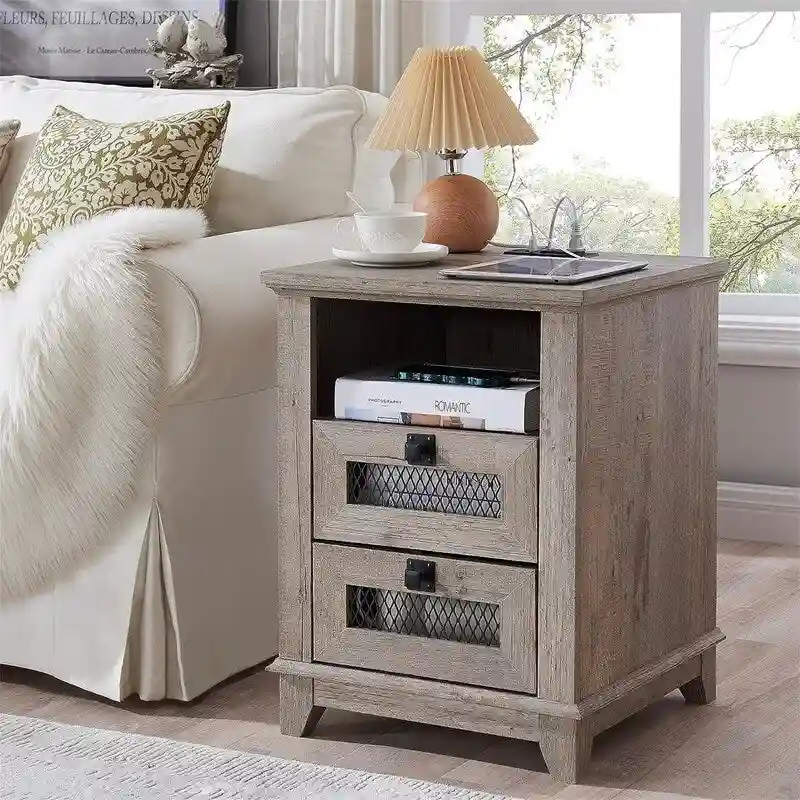 End Table with 2 Drawers - 18D x 18W x 24H
