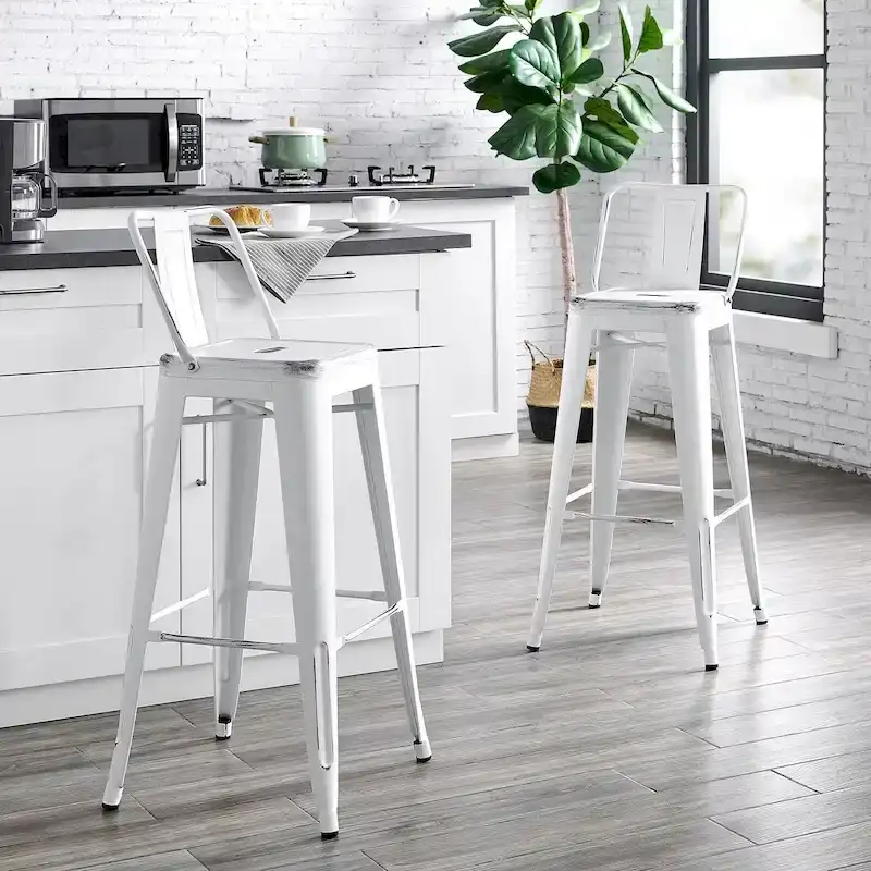 AC Pacific 30 Inch Metal Barstool Set of 2