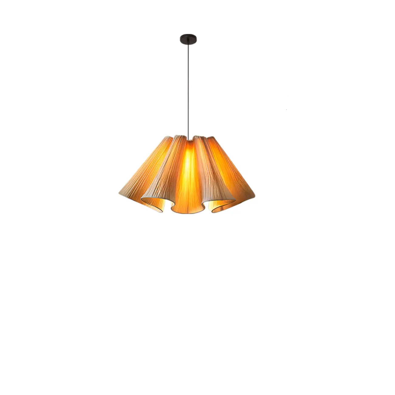 Modern Beige Fabric Pleated Adjustable Pendant Light