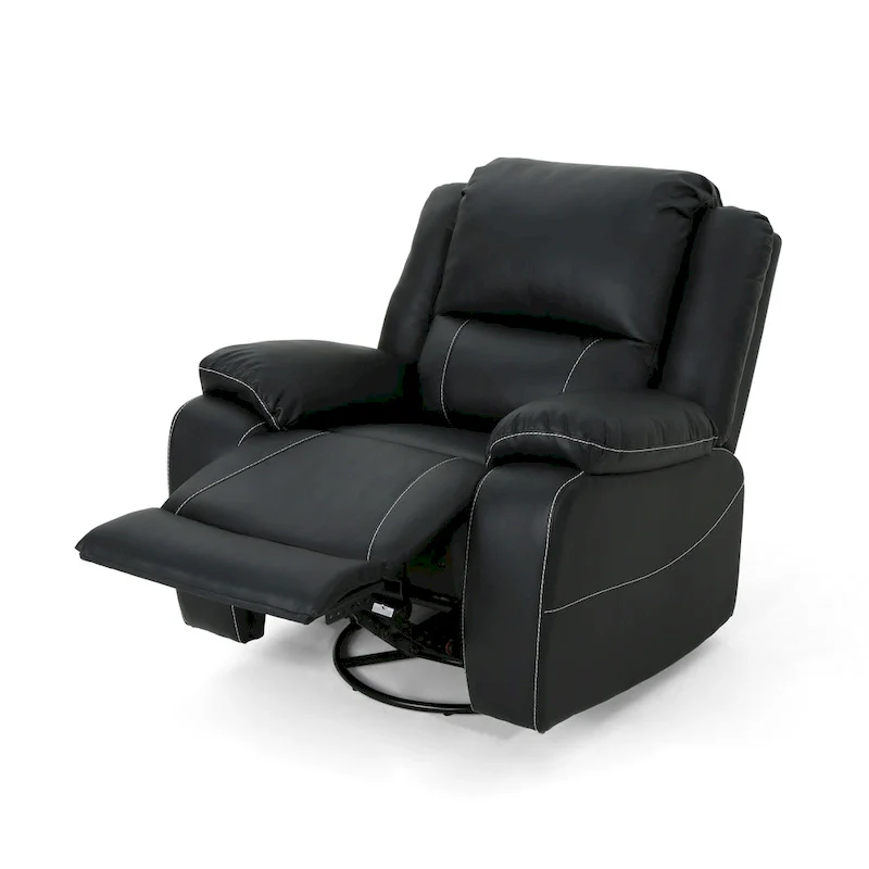 Malic Tufted Faux Leather Swivel Recliner by