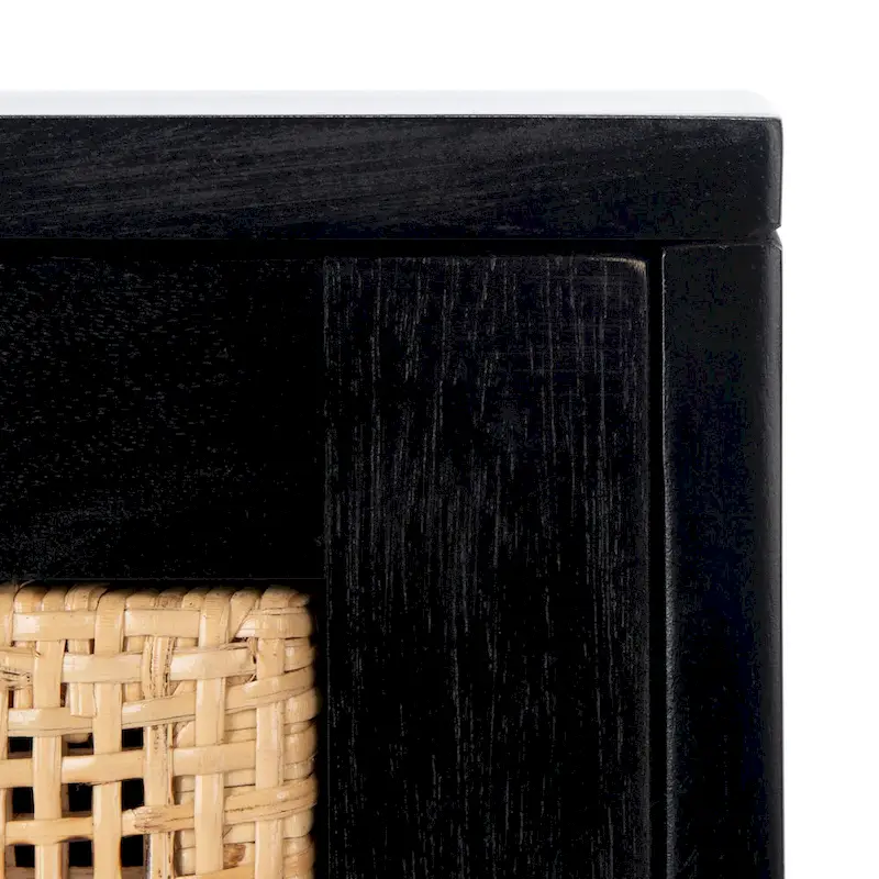 Natural / Black / White Rattan 2-Drawer Nightstand