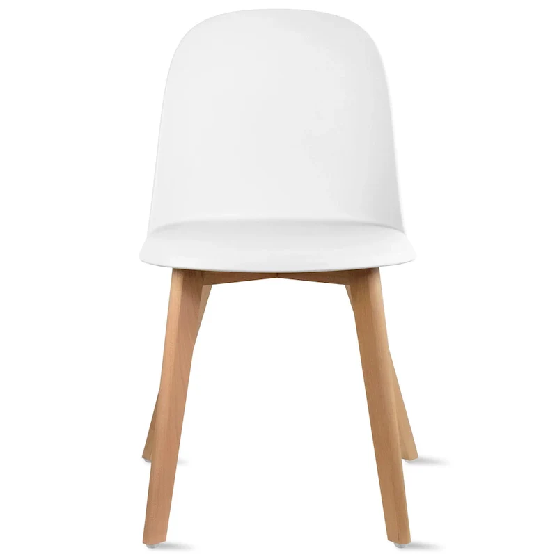 Set of 2 Plastic Dining Side Chairs with Wood Base