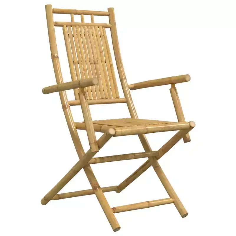 vidaXL Bistro Set Natural Bamboo 3 Piece Foldable Set