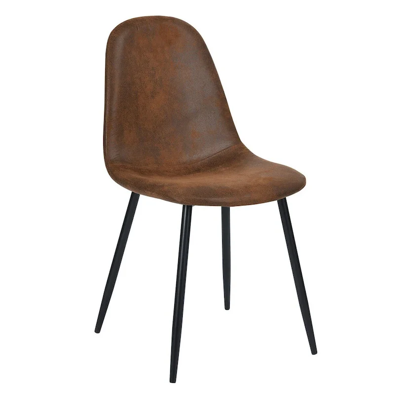 Suede Dining Chairs Set of 4 with Black Metal Legs - Side Accent