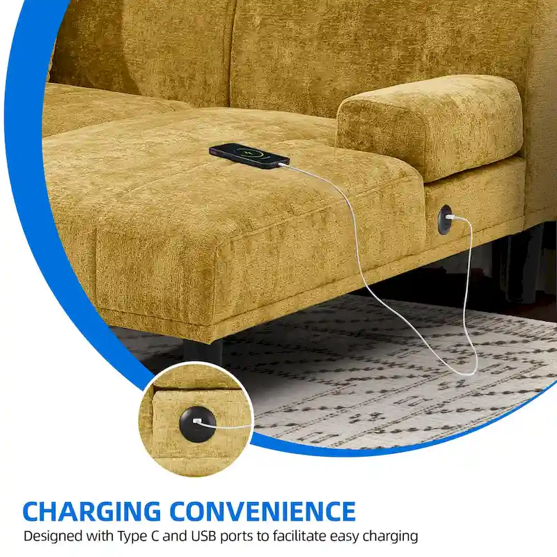 Moasis Sectional Couches U Shaped Sofa Chenille Modern Modular Couch - 45.6W x 106.3L x 26.7H