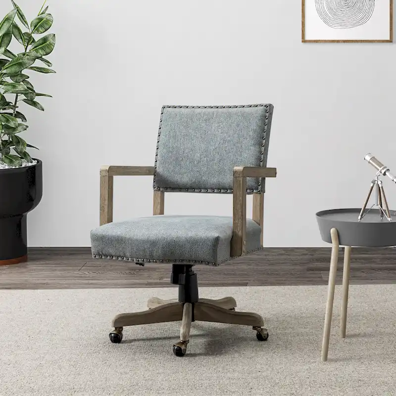 Taresa Modern Mid-Back Swivel Height Adjustable Task Chair with Nailhead Trim by HULALA HOME