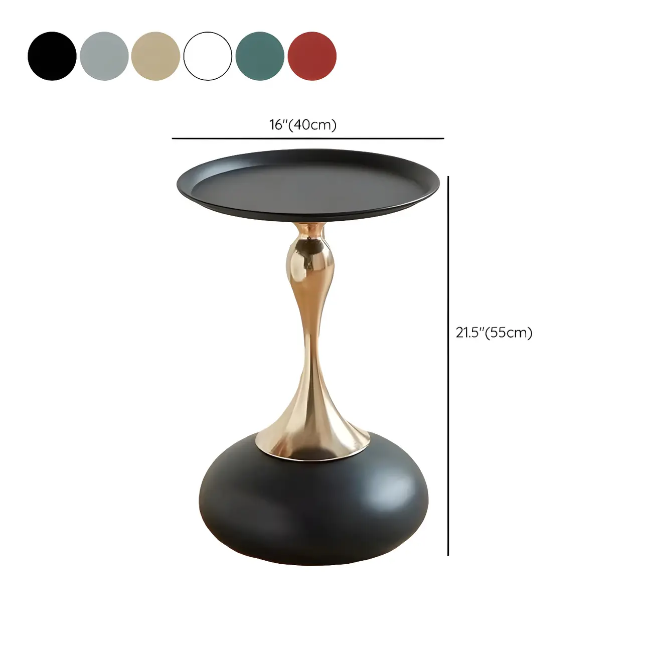 Elegant Black Stainless Steel Round Side Table