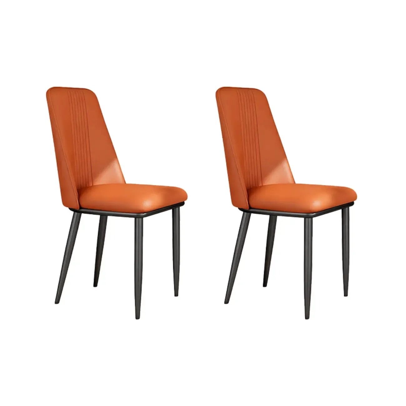 Modern Faux Leather Metal Frame Dining Chair Set of 2