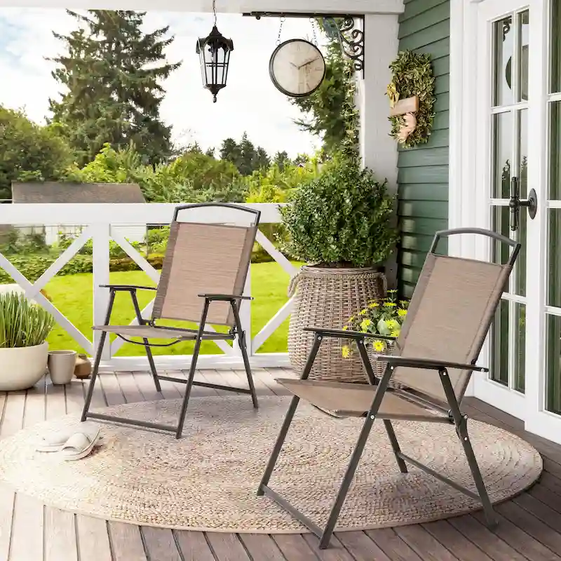 Patio Portable Folding Chairs with Arm Rest Outdoor Club Chairs - See Picture