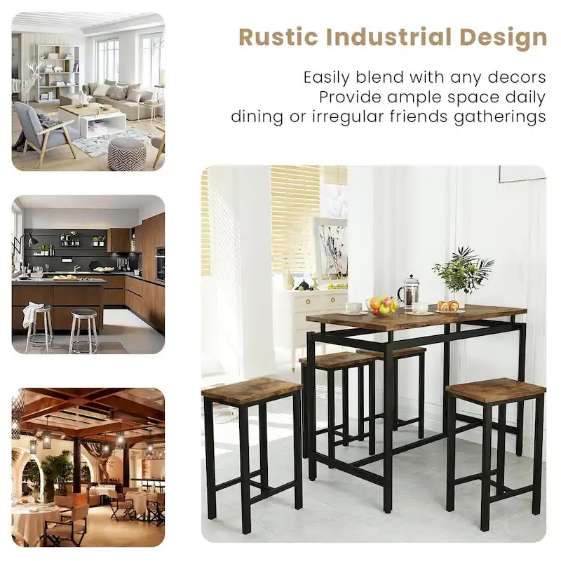 Mieres Modern Farmhouse Counter Height Pub 5-piece Dining Set