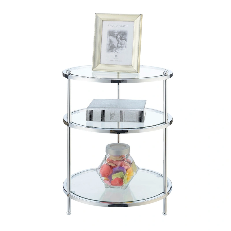 Convenience Concepts Royal Crest 3 Tier Round Glass End Table