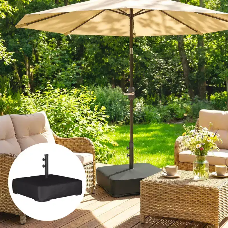 Patio Umbrella Base 176 lbs Sand Filled Outdoor Umbrella Stand Holder w/Cross Base for 1.9 Poles Black
