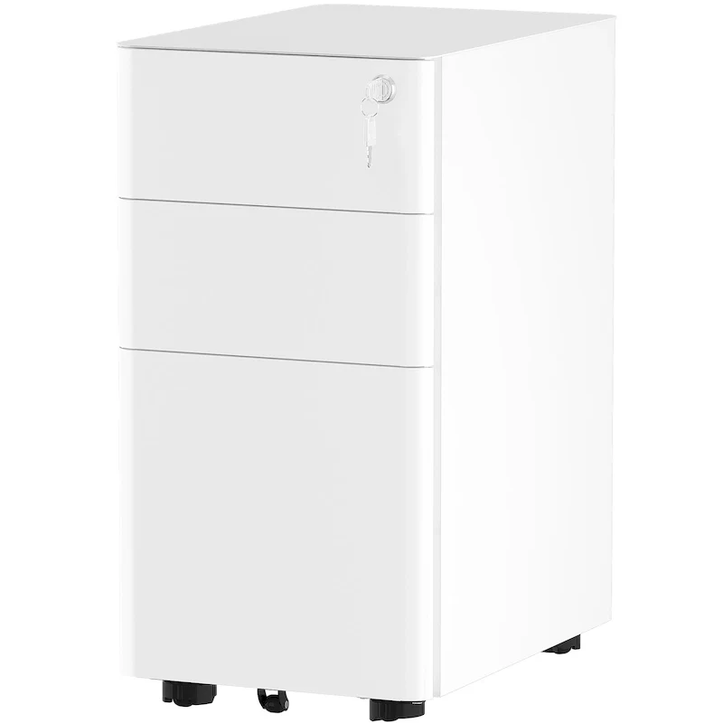White / White & Grey / Black 3-Drawer Mobile Steel File Cabinet, Single