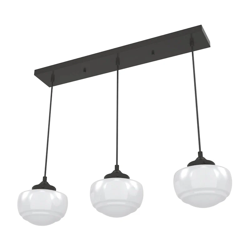 Hunter Saddle Creek 3-Light Linear Cluster Pendant - Kitchen Island, Dining Room - Modern Schoolhouse, Transitional