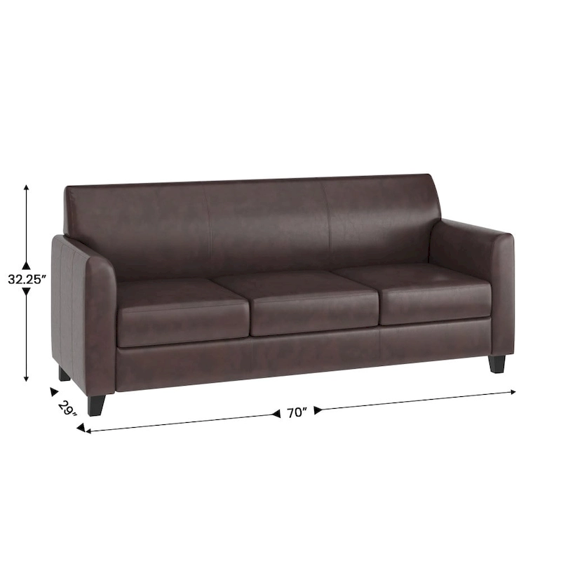 LeatherSoft Sofa with Clean Line Stitched Frame - 70W x 29D x 32.25H
