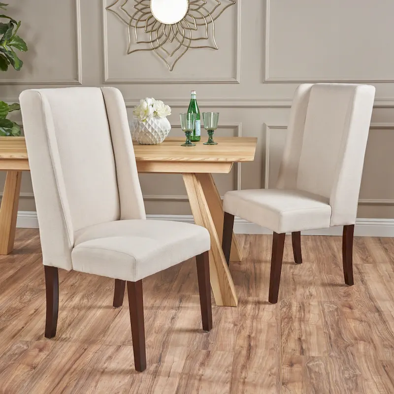 Fabric Wingback Dining Chairs Set of 2