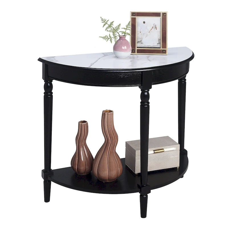 Convenience Concepts French Country Half-Round Entryway Table with Shelf