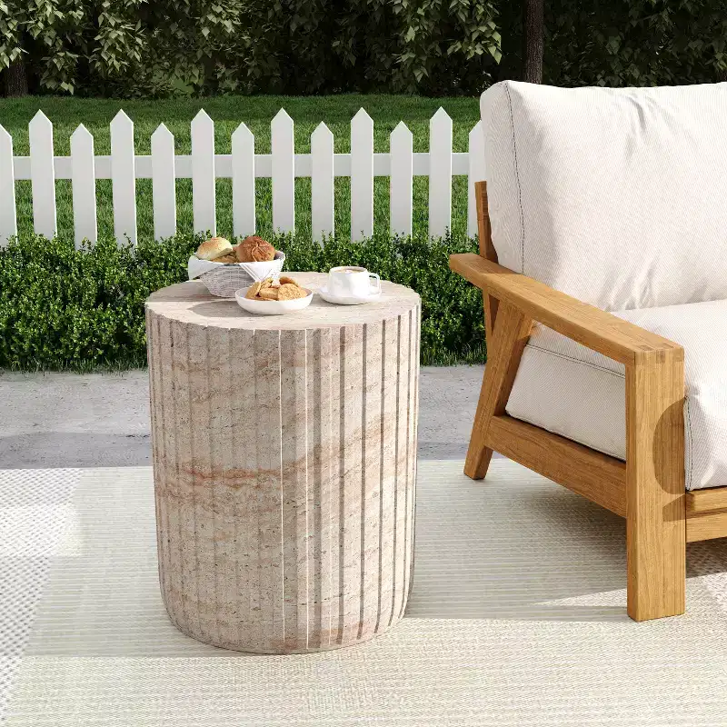 Christopher Knight Home Siani Outdoor Minimalist Cylinder Lightweight Concrete Side Table