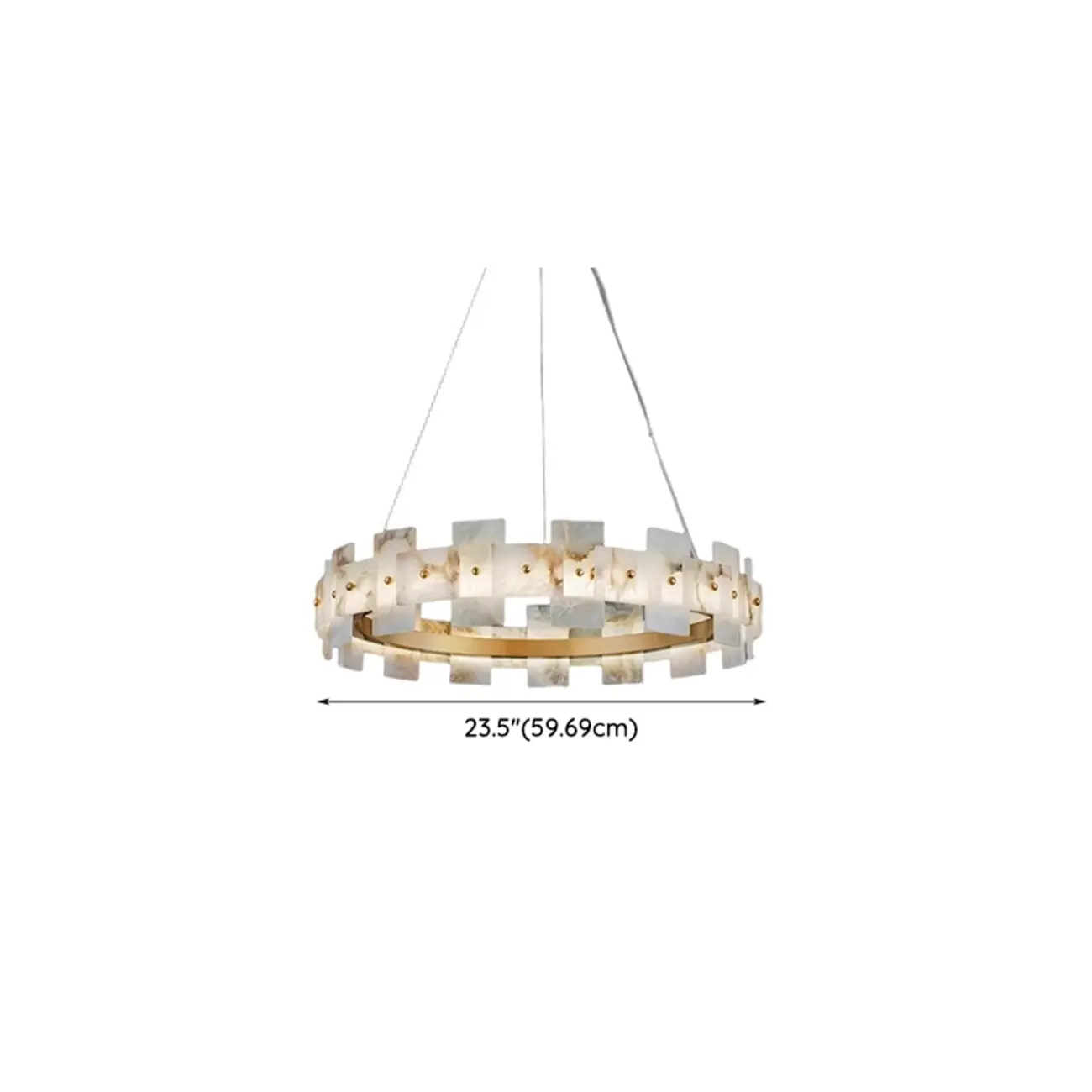 Geometric Gold-White 1-Tier Stone LED Chandelier