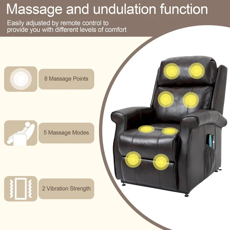 GZMR Faux Leather Elderly Power Lift Recliner Chair