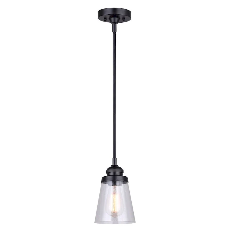 Declan 1 Light Pendant, Black Finish