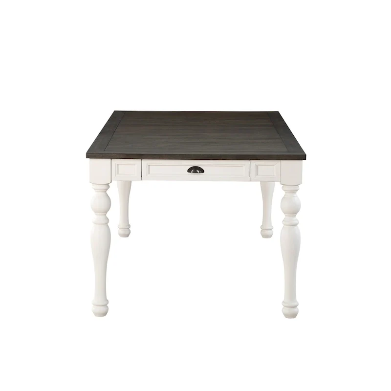 Two Tone Soft White & Dark Oak Farmhouse Rectangular Dining Table – Seats 6