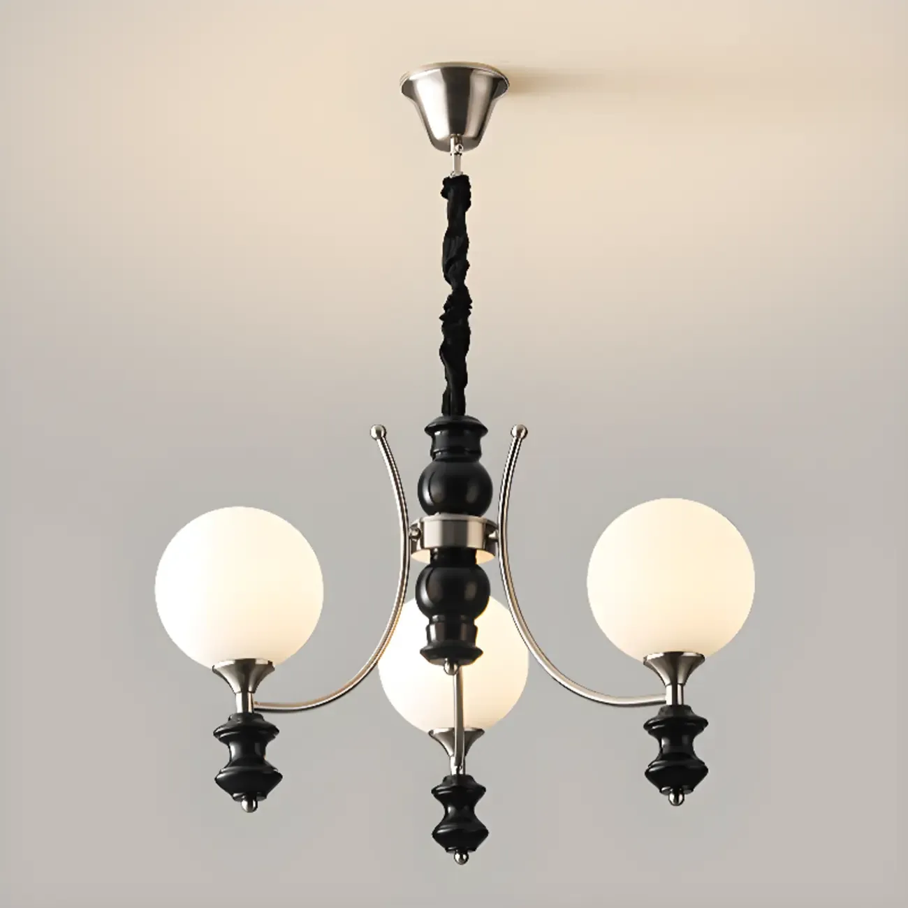 Multi-Light Globe Chandelier with White Glass Shades