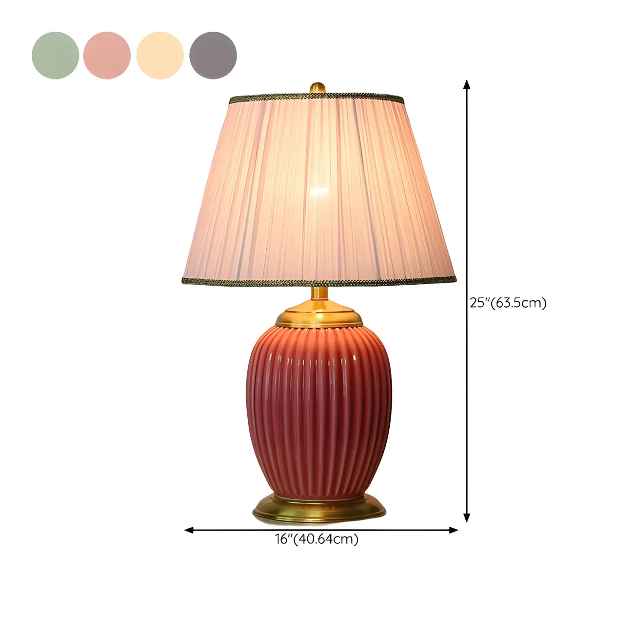 Plug-In Elegant Ceramic LED Table Lamp with Fabric Shade