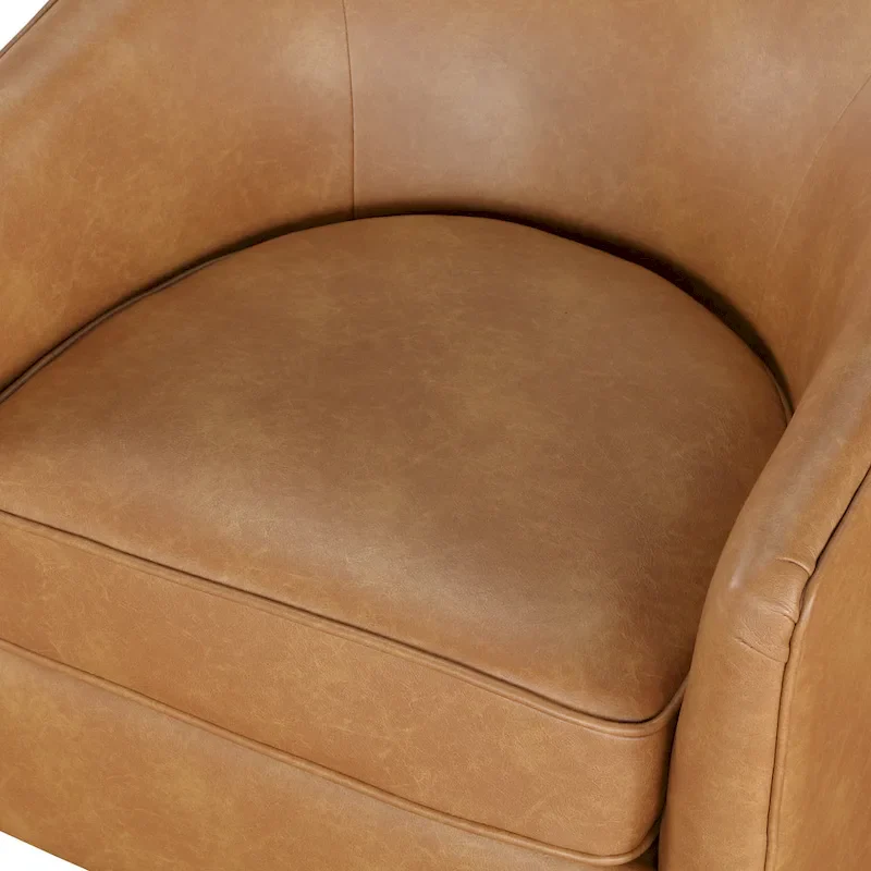 Ingram Faux Leather Wood Base Barrel Swivel Chair by Greyson Living