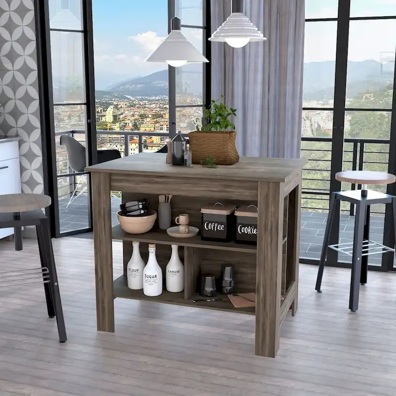 Kitchen Island with Three Shelves