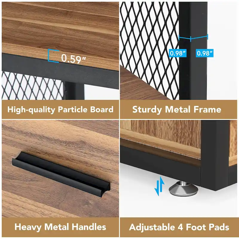 Walnut Black 2-Drawer Lateral File Cabinet with Open Shelves