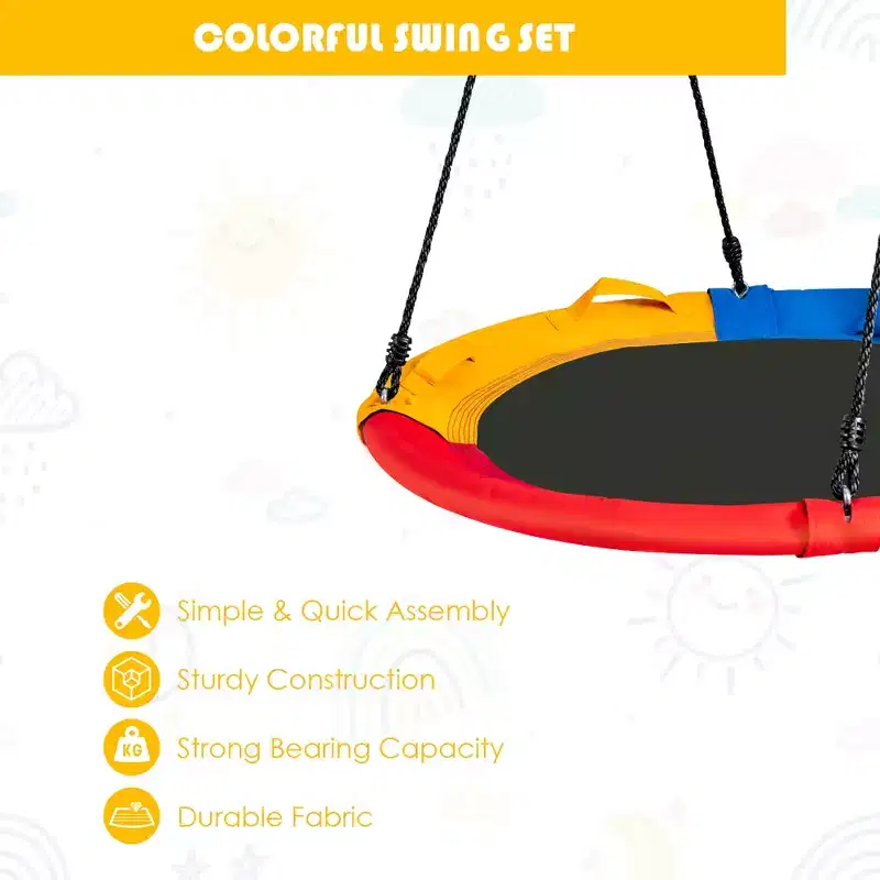 Costway 660 lbs Saucer Tree Swing 40 Inch Kids Toddler Swing Set with Adjustable Ropes