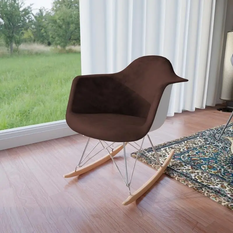 Velvet Rocking Chair – Single Seat, Eiffel Base | Teal / Coffee Brown / Cloudy Gray / Purple