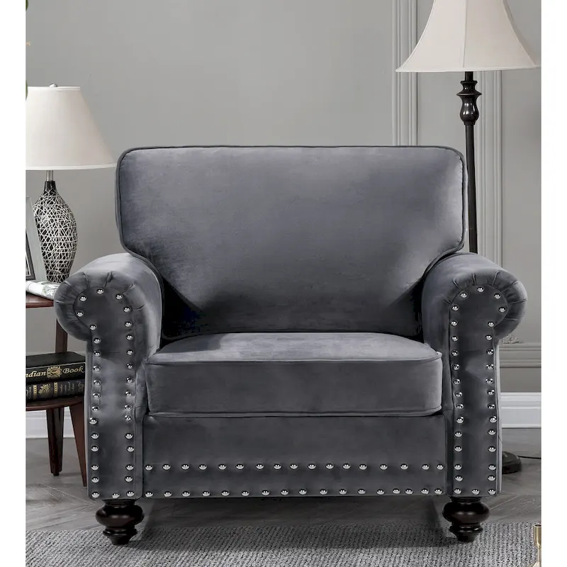 Suffield Velvet Nailhead Armchair