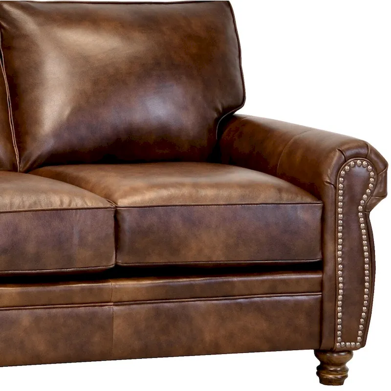 Made in USA Cabot Brown Top Grain Leather Sofa and Chair Set