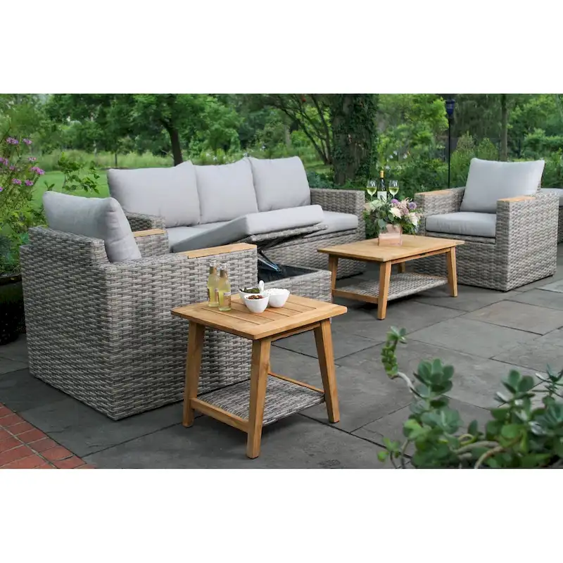 Samera 6 pc. Teak and Wicker Storage Set