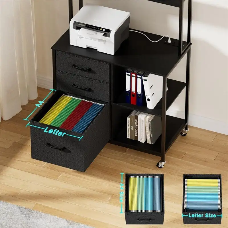 File Cabinet with 3 Drawers and Shelves - 29.5D x 15.7W x 24.6H