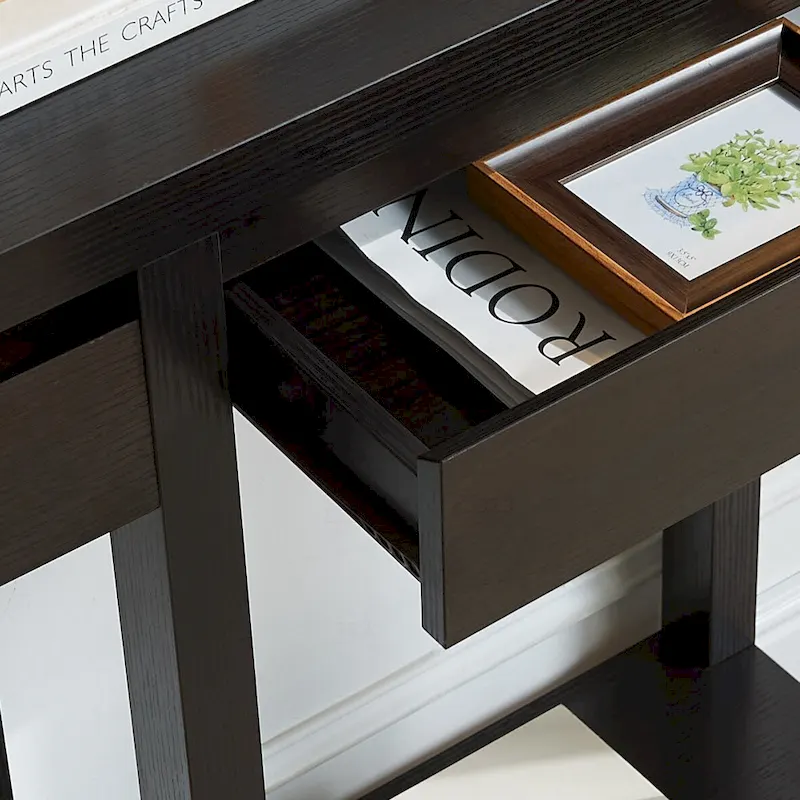 Stylish Wooden Console Table with Drawer and Shelf