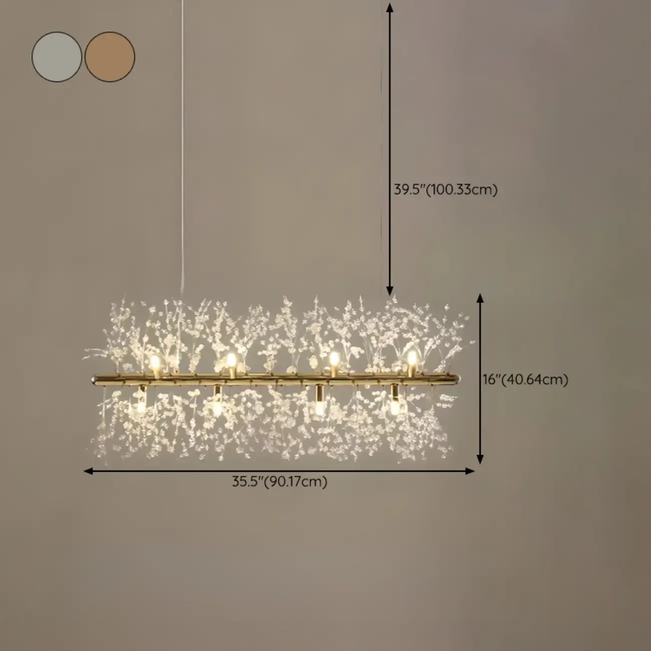 Golden Geometric Crystal Island Light Adjustable Hanging Length