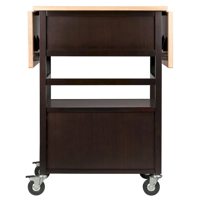 Bellini Drop Leaf Kitchen Cart, Coffee and Natural - 43.23 x 20.08 x 33.54 inches