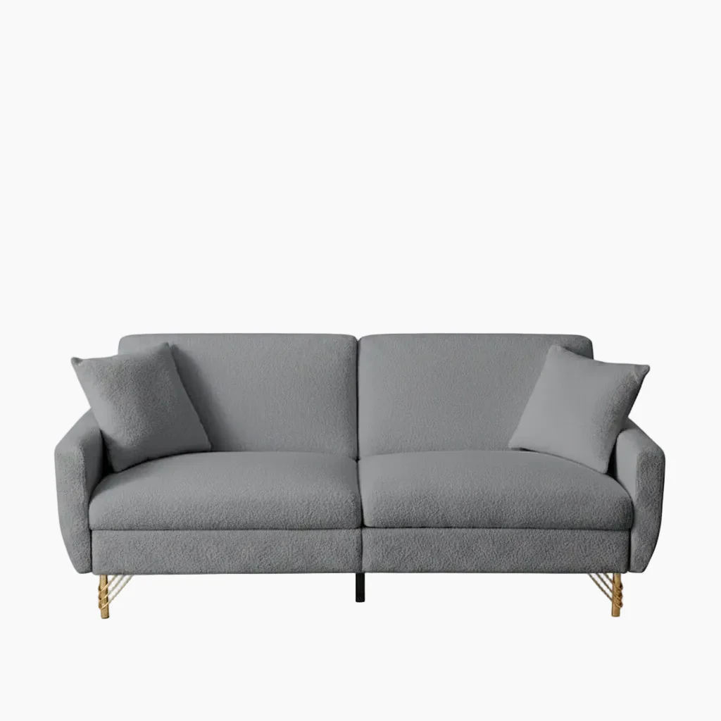 74.41 Inch Teddy Velvet sofa bed with Separate adjustment backrest and Storage Function