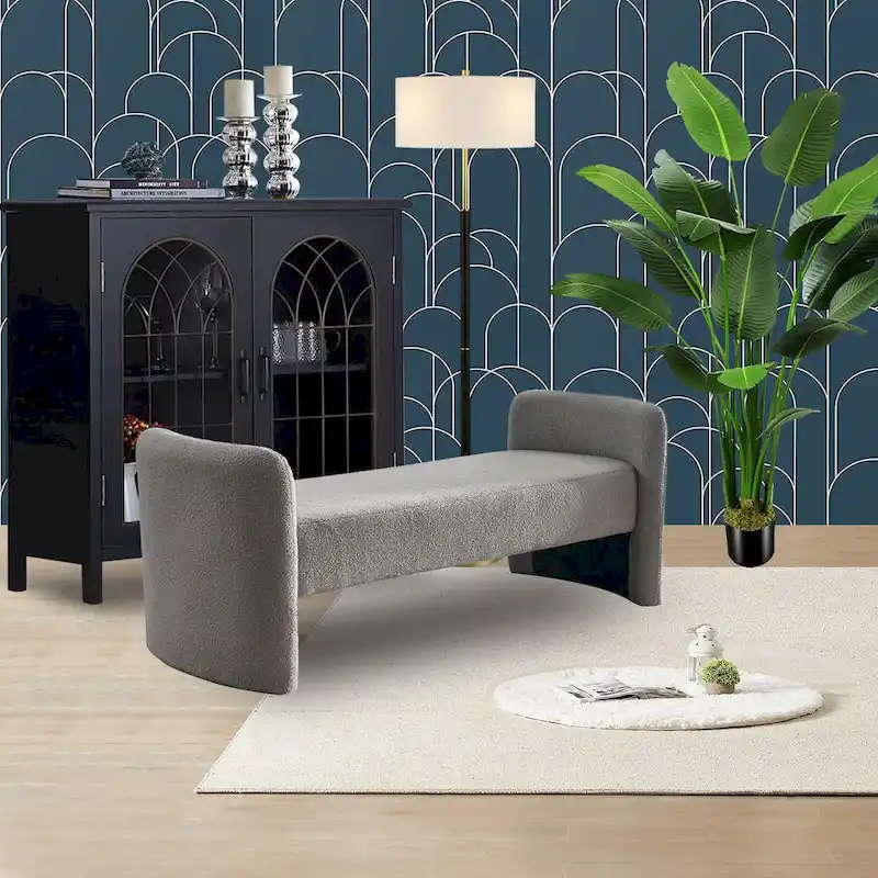 GDFStudio - Harper H-Frame Polyester Upholstered Bench with Modern Versatile Design