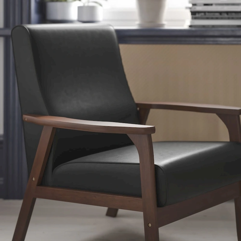 Mid-Century Modern Arm Chair with Wooden Frame and Arms