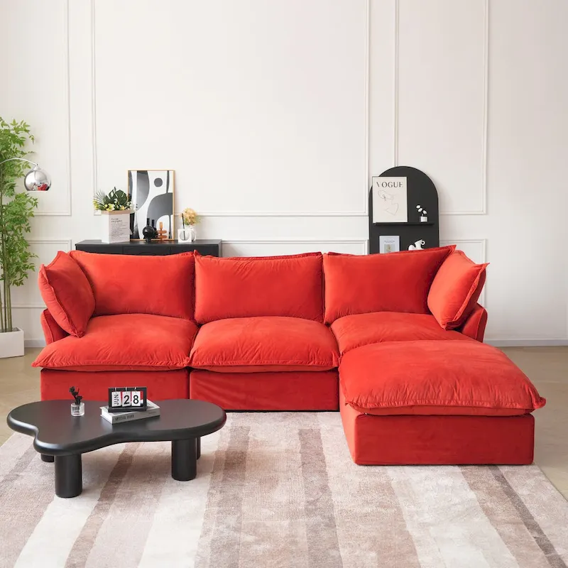 Modular Sectional Fabric Sofa,Extra Large L Shaped Couch with Reversible Chaise Modular Sectional Couch