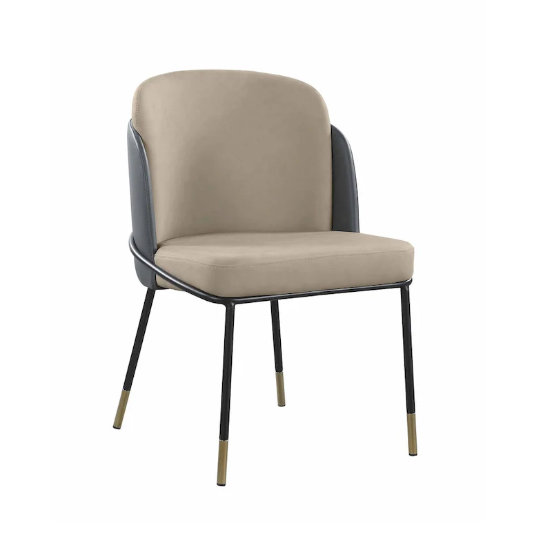 Somette Kimmy Two-Tone Gray Faux Leather Side Chair with Gold Accents, Set of 2 - Dining height